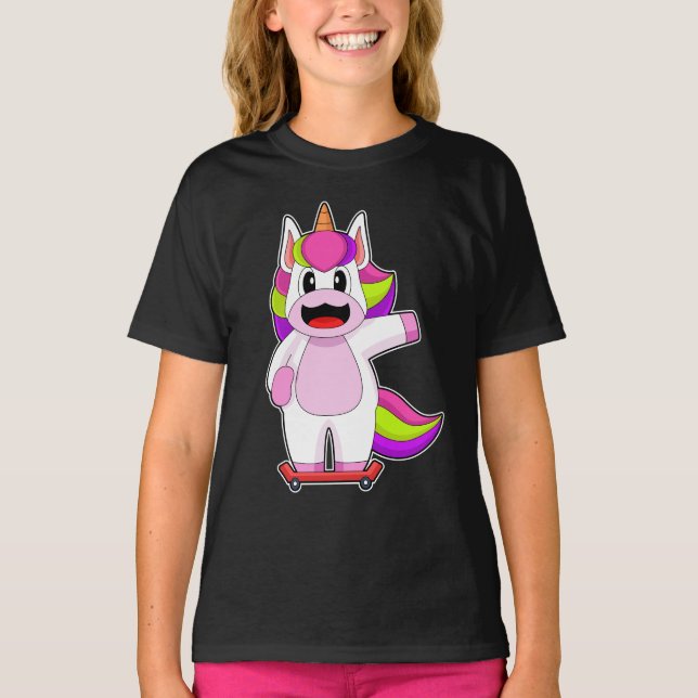 Camiseta Deportes en patineta de Unicorn (Anverso)
