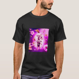 Camiseta Deportes láser Espacio gatos montando Perro Pug Ar
