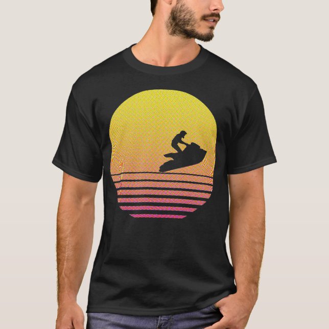 Camiseta Deportes náuticos Retro Jet Ski Water Sunset Healt (Anverso)