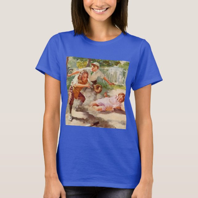 Camiseta Deportes vintage, niños juegan béisbol (Anverso)