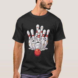 Camiseta Deportista Divertido de Bolos Asustado Bolos Retro