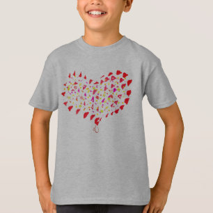 Camiseta deportiva de corazón de pintura roja bril