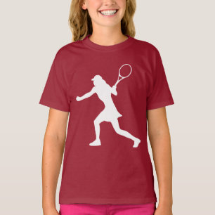 Camiseta deportiva de tenis roja granate para niña
