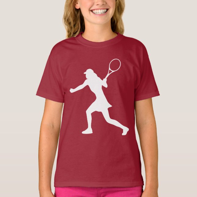 Camiseta deportiva de tenis rojo marrón para chica (Anverso)