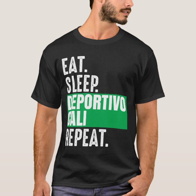 Camiseta Deportivo Cali Eat Sleep Repeat Fan Colombia (Anverso)