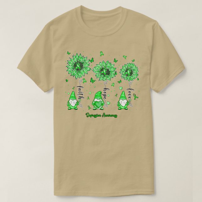 Camiseta Depresión Conciencia gnomo fe esperanza girasol (Diseño del anverso)