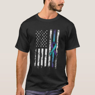 Camiseta Depresión suicida Aviso de prevención de bandera e