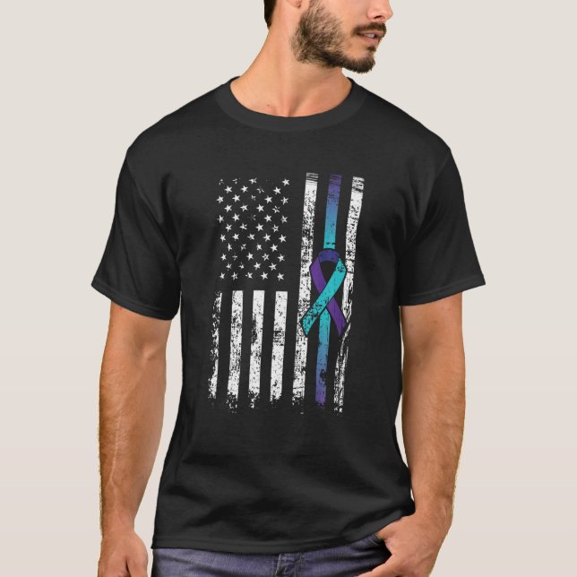 Camiseta Depresión suicida Aviso de prevención de bandera e (Anverso)