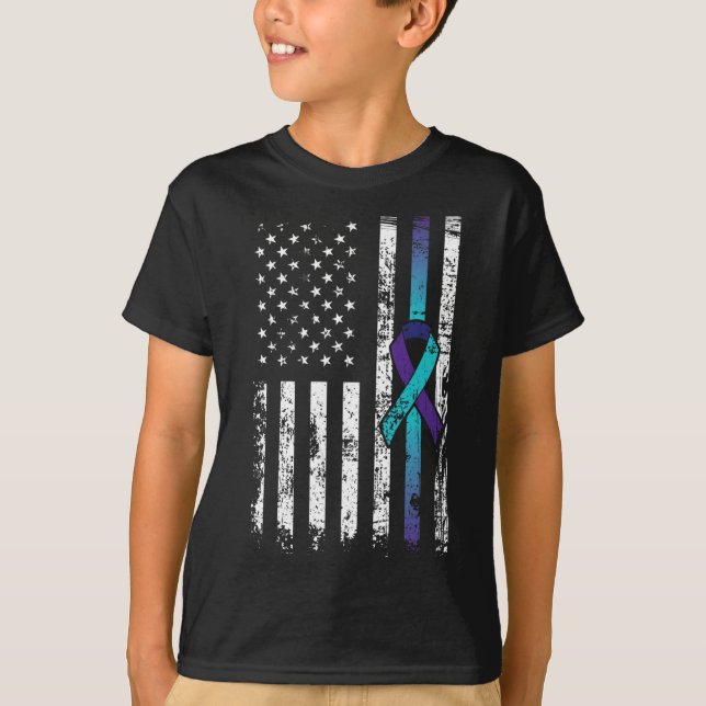 Camiseta Depresión suicida Aviso de prevención de bandera e (Anverso)