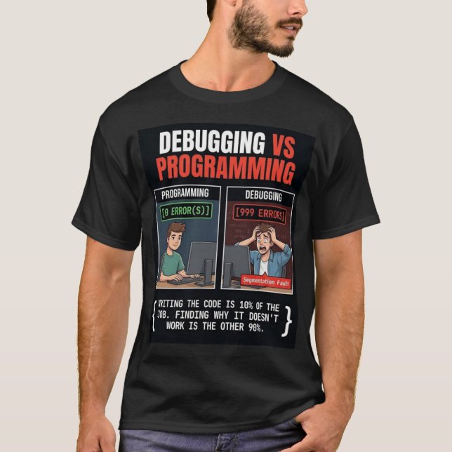 Camiseta Depuración vs Programación Programa de Ingeniero d (Anverso)