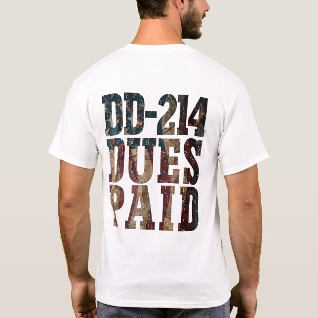 Camiseta Derechos DD-214 Pagados DD-214 Veterano Militar de (Reverso)