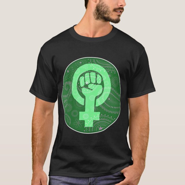 Camiseta Derechos de aborto feminista puño Verde Bandana Pr (Anverso)