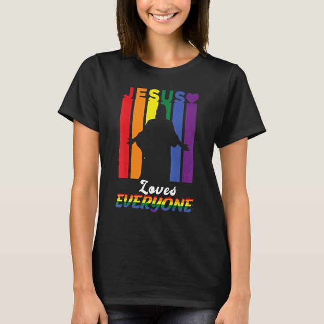 Camiseta Derechos de los gays LGBT Jesús ama a todos Gráfic (Anverso)