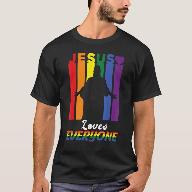 Camiseta Derechos de los gays LGBT Jesús ama a todos Gráfic (Anverso)