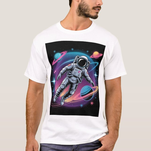 Camiseta Deriva cósmica - Astronauta en la galaxia neón (Anverso)