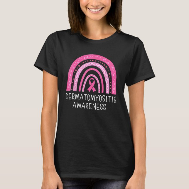 Camiseta Dermatomyositis Conciencia Boho Leopar Rosa Orgull (Anverso)