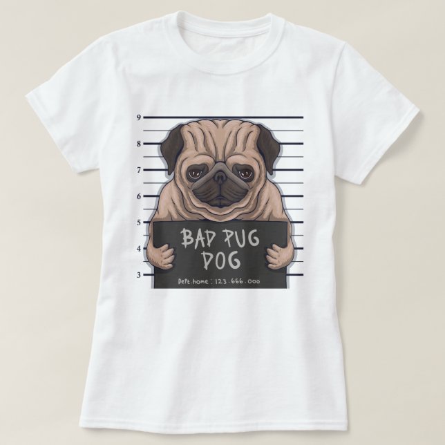 Camiseta Derpy Bad Pug (Diseño del anverso)