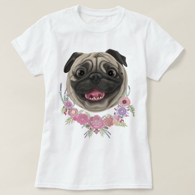 Camiseta Derpy Pug sonriente (Diseño del anverso)