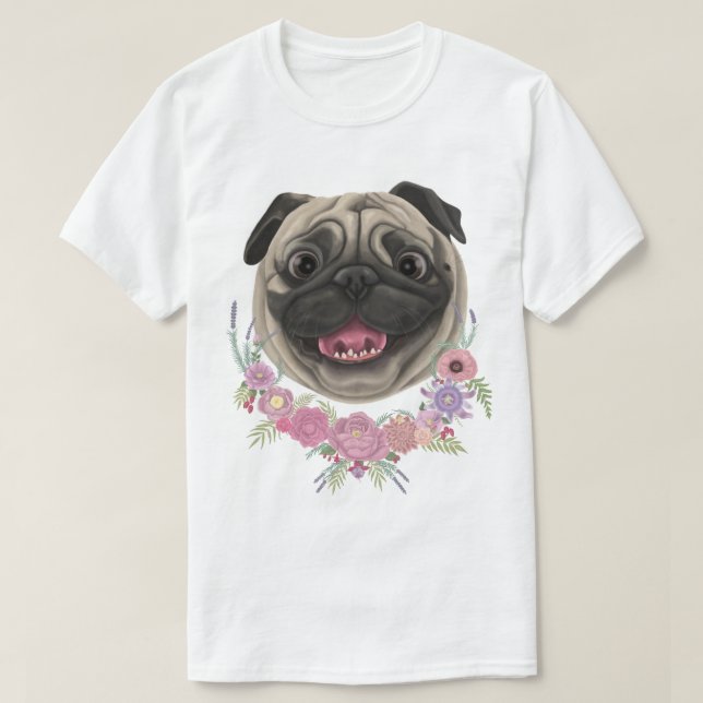 Camiseta Derpy Pug sonriente (Diseño del anverso)