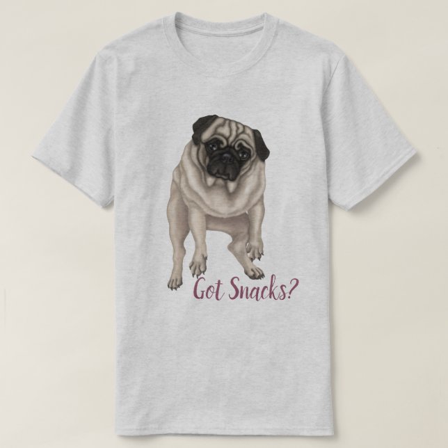 Camiseta Derpy Pug - ¿Tienes Snacks? (Diseño del anverso)