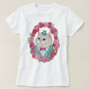 Camiseta Derpy White Cat en el sombrero superior