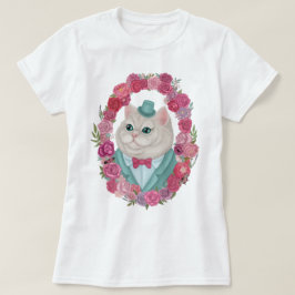 Camiseta Derpy White Cat en el sombrero superior