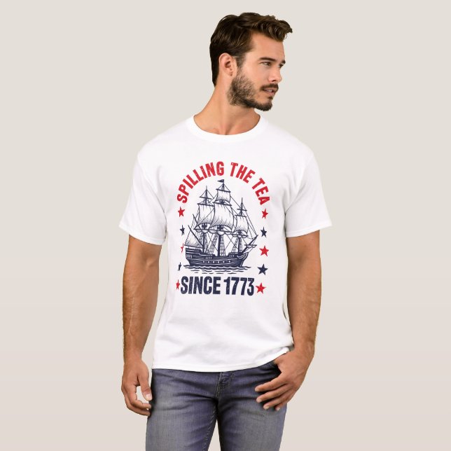 Camiseta Derramamiento del té desde 1773 | 4 de julio (Anverso completo)