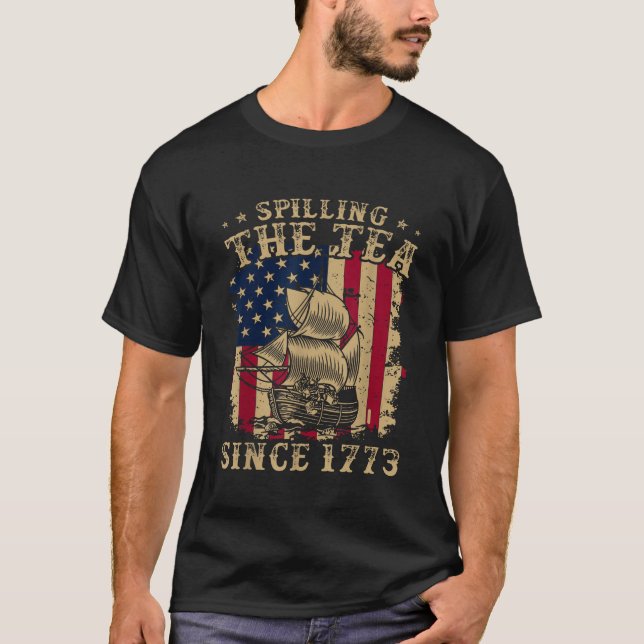 Camiseta Derramamiento del té desde 1773, curioso retro est (Anverso)