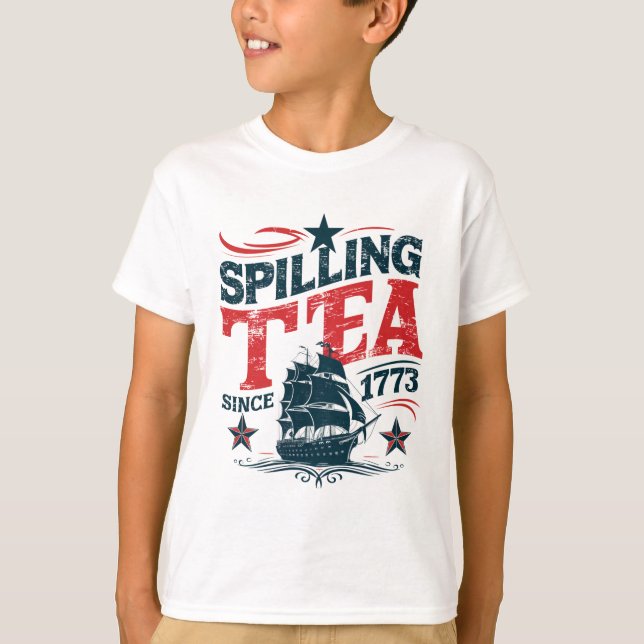 Camiseta Derramamiento Del Té Desde El 4 De Julio De 1773 (Anverso)