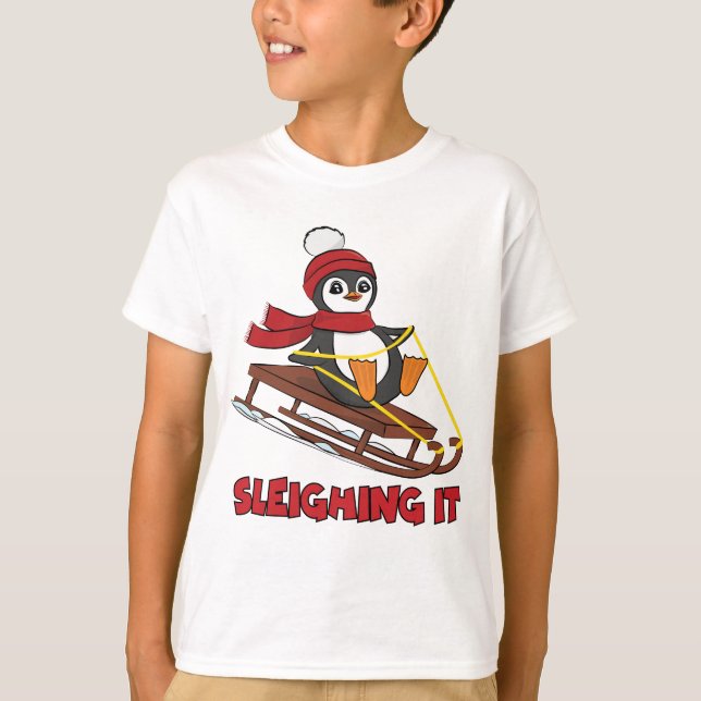 Camiseta Derramamiento: invierno pingüino suave con nieve (Anverso)
