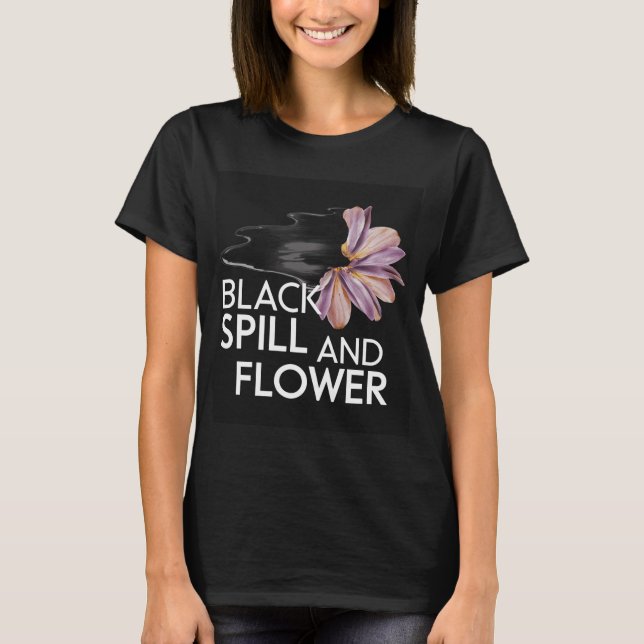 Camiseta Derrame negro y flor (Anverso)