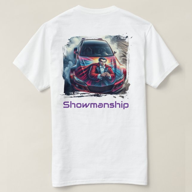 Camiseta Derrape de Showmanship — Quema de Rueda Ilusionist (Reverso del diseño)