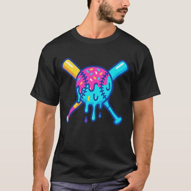 Camiseta Derretimiento de las gotas de béisbol arte pop psi (Anverso)