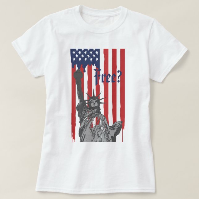 Camiseta Derritiendo la estatua de la bandera estadounidens (Diseño del anverso)