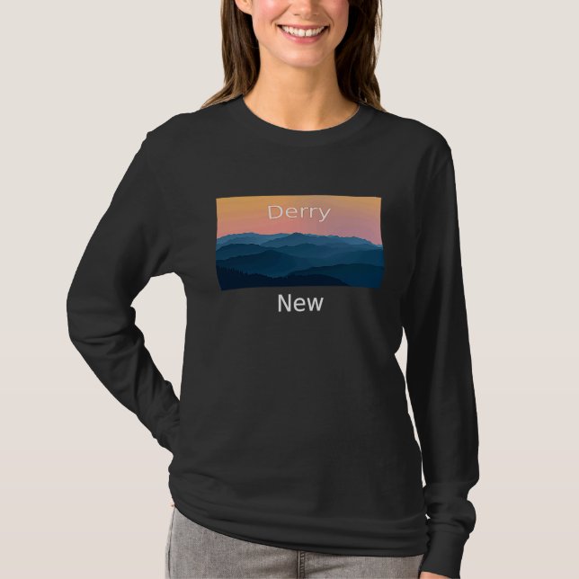 Camiseta Derry New Hampshire Mountain sunset hometown (Anverso)