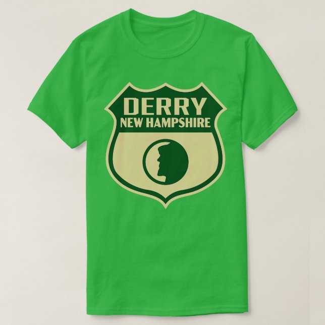 Camiseta Derry New Hampshire Retro Shield Green (Diseño del anverso)