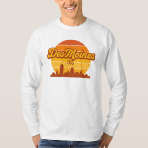 Camiseta Des Moines Iowa Skyline Sunset Orgullo de la ciu