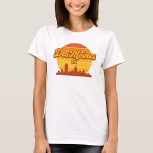 Camiseta Des Moines Iowa Skyline Sunset   Orgullo de la ciu
