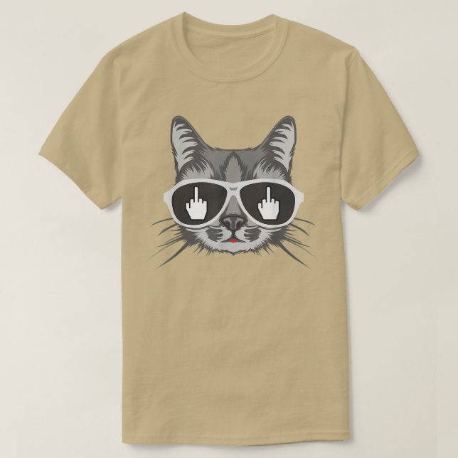 Camiseta Desactivar gato, gato de dedo medio (Diseño del anverso)