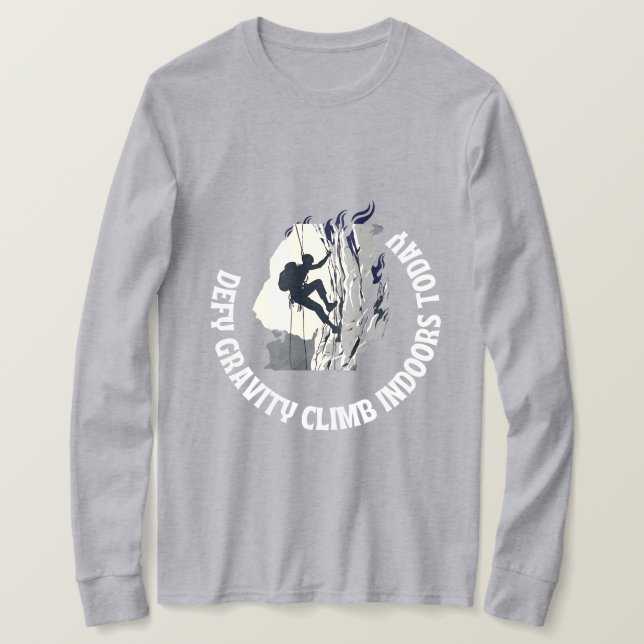 Camiseta Desafiar la escalada en roca interior por gravedad (Anverso del diseño)