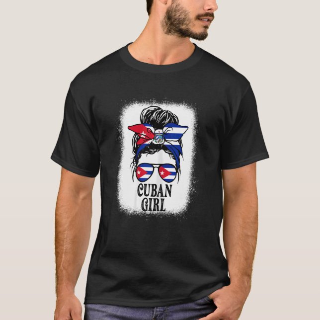 Camiseta Desagradable Chica de un bollo, bandera cubana, ra (Anverso)