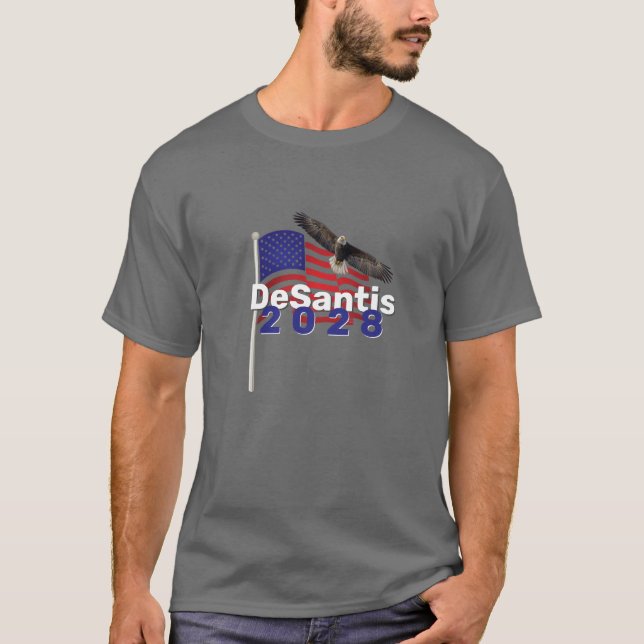 Camiseta DeSantis 2028 sobre la bandera estadounidense y la (Anverso)
