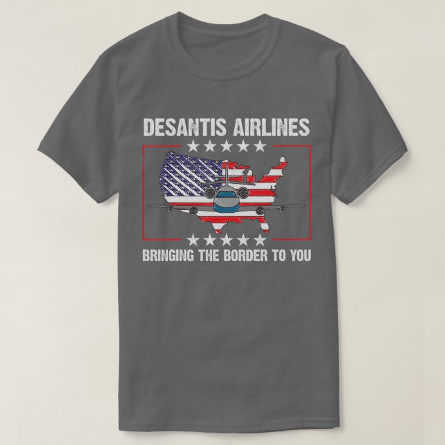 Camiseta Desantis Airlines le lleva la frontera a retro (Diseño del anverso)