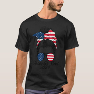 Camiseta DeSantis Chica 2024 Messy Bun Chica Bandera Americ
