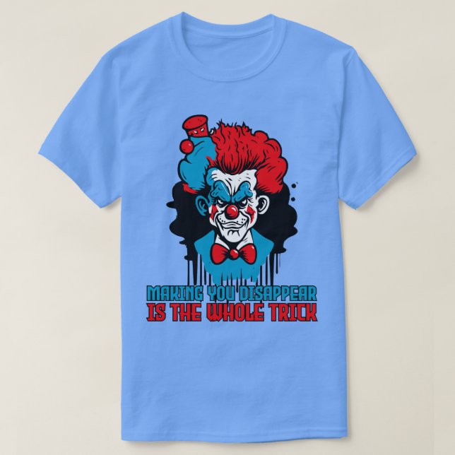 Camiseta desaparecer payaso de circo de truco (Diseño del anverso)