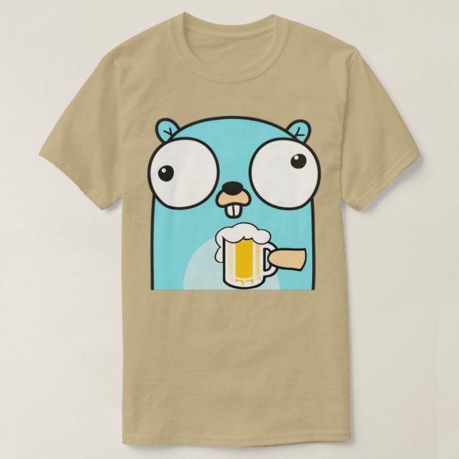 Camiseta Desarrollador de software Go gopher bebiendo cerve (Diseño del anverso)