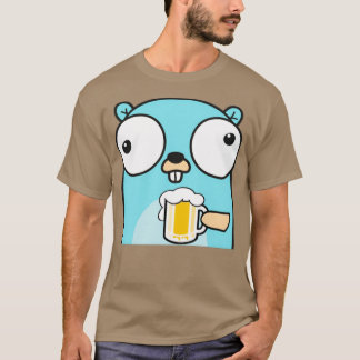 Camiseta Desarrollador de software Go gopher bebiendo cerve
