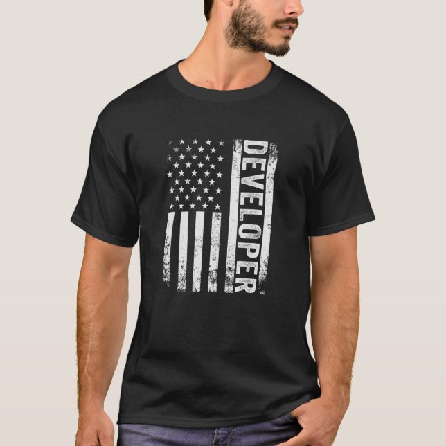 Camiseta Desarrollador de Software Patriótico Bandera Ameri (Anverso)