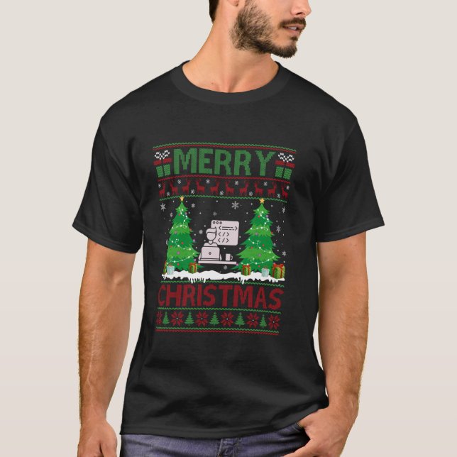 Camiseta Desarrollador web de iluminación de árbol de navid (Anverso)