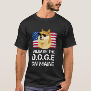 Camiseta Desata el DOGE sobre la bandera estadounidense de 